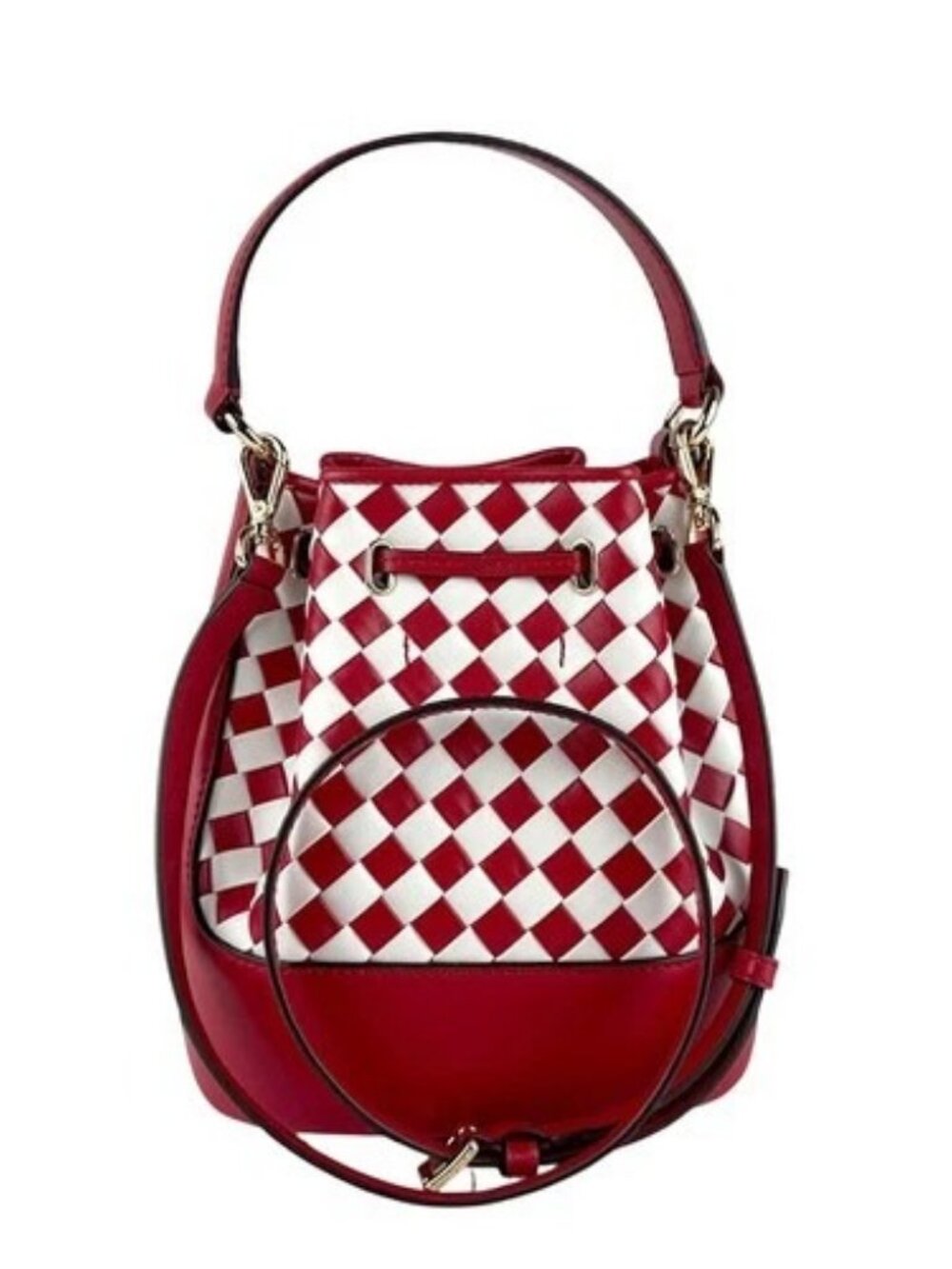 Auth Michael Kors Handbag Shoulder Bag Red/White Leather/Goldtone - z6654 - Picture 3 of 13